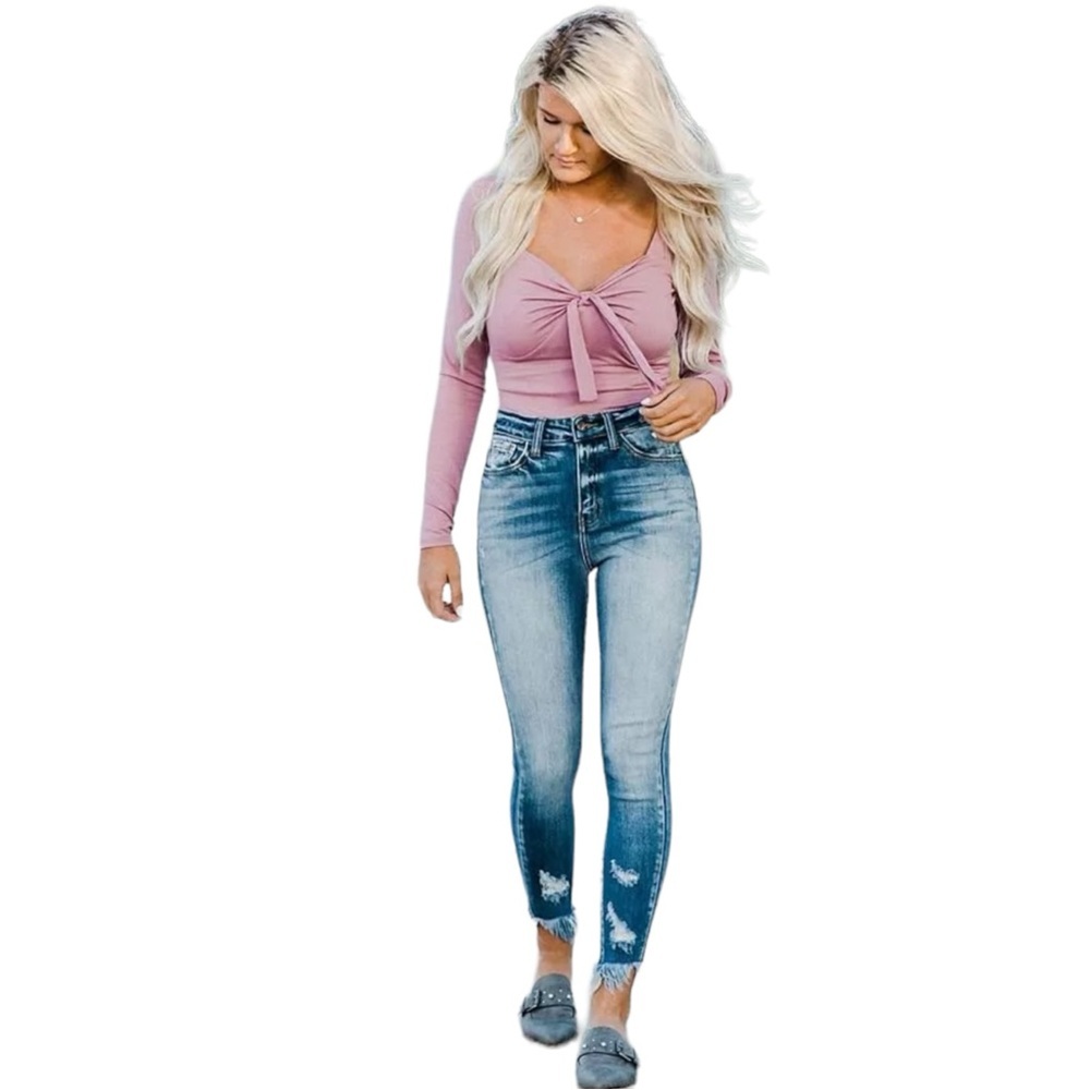 KanCan Kurvy High Rise Shark Bit Skinny Jeans size 27